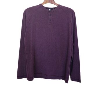 Public Rec Mens Large Go-To Henley Long Sleeve Shirt Raisin Pima Cotton Tencel